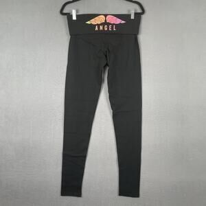 Victorias Secret Leggings Womens Medium Black Angel Wing High Rise Yoga Pants